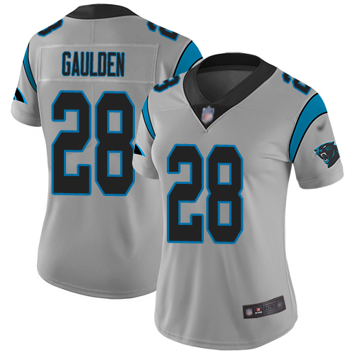 Carolina Panthers Limited Silver Women Rashaan Gaulden Jersey NFL Football #28 Inverted Legend->women nfl jersey->Women Jersey